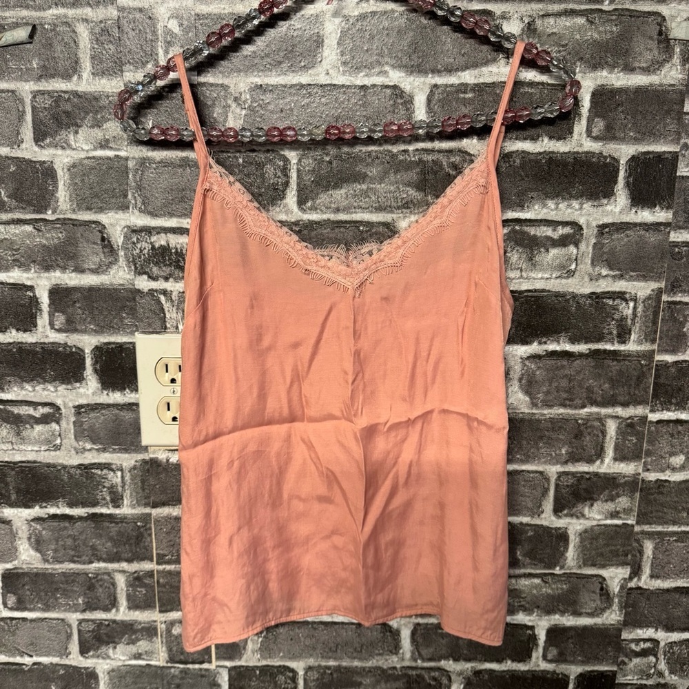 Anthropologie Floreat cami tank top peach pink lace chest